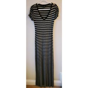 Mossimo Black Gray Striped Maxi Dress